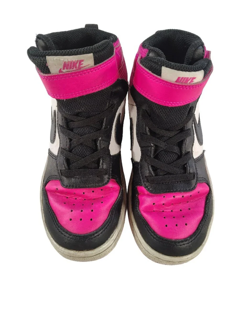 Girl's Fierce Pink Black Youth Size 1Y Nike Court Borough Mid 2 Athletic Shoes
